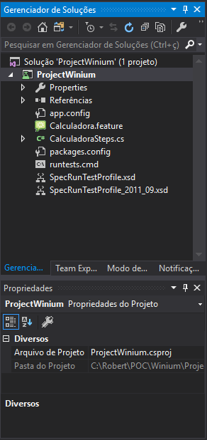 Visual Studio - Gerenciador de soluções